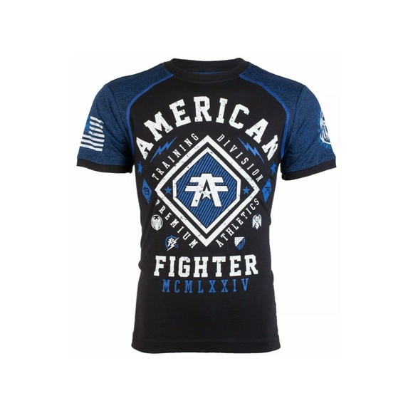 AMERICAN FIGHTER Kendall Black Blue Athletic Fit Mens Crew Neck T-shirt XL-3XL - Picture 3 of 11